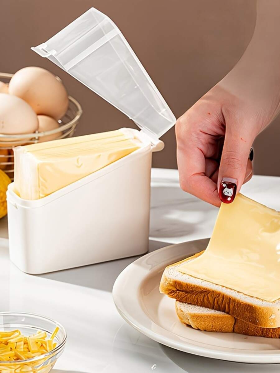 2pcs/1pc Cheese Storage Box, Butter Slicer Dispenser, Refrigerator Door Cheese Slice Storage Box, Suitable For Storing Butter, Cheese, Cheese Slices And Other Small Refrigerator Items, Keep Kitchen And Dining Room Food Fresh.