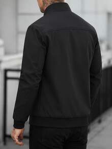 Men's Jacket Perfect For The Outdoors With Pockets And Ribbing At The Bottom And Cuffs To Keep Out Cold Air. Sports Black - Black - View 7