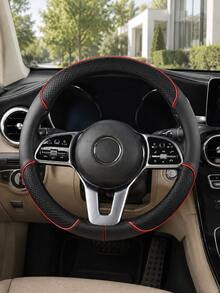 1pc 14.5-15 Inch Universal Round Steering Wheel Cover, Luxury Business Style Diamond Quilted Artificial PU Leather, Pure Black Stitching Detail Non-Slip Sweat-Absorbent Wear-Resistant Breathable Grip Protector, All-Season Fit For Sedan / SUV / Truck, Commuting, Self-Driving, Holiday Travel Universal Interior Modification Accessory, Compatible With All Series And Most Car Models - Multicolor - View 11