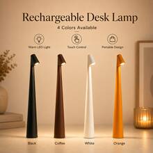 1pc/2pcs Rechargeable LED Desk Lamp, 3-Level Dimmable Touch Control Ambient Light, Modern Minimalist Portable Bedside Lamp, Suitable For Bedroom, Dining Room, Office And More - White Red Light - View 3