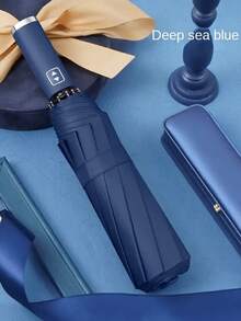 10-Rib Double Layer Large Folding Umbrella, UV Protection, Waterproof, Windproof, Compact Umbrella Suitable For Men And Women - 3-front-facing - View 15