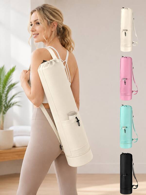 1pc Yoga Mat Storage Bag,Multifunctional Sports Storage Backpack,Portable,Foldable, Drawstring Design, With Wet Area, Lightweight & Dustproof, Suitable For Pilates, Yoga And Various Fitness Sports