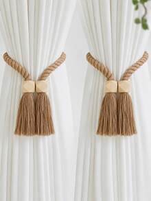 1/2pcs Wooden Tassel Magnetic Curtain Tie Backs - Minimalist Curtain Rings, Suitable For Bedroom, Living Room, Kitchen. Strong Magnets And Easy To Use, Perfect For Home Decorators, Renters, Minimalists. Ideal Housewarming, Christmas, Birthday Gift. - Multicolor - View 16