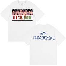 Stray Kidss Double Sided T-Shirt, Group Member Portrait Collage, It's Me Bubble Letter, Back SKZ Lightning Logo, Karma Mechanic Font, Kpopp Fan Tee - White - View 8