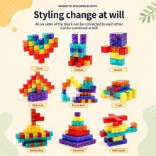 0.98in/2.5cm Transparent Colorful Magnetic Blocks, STEM Sensory Cube Early Education Toy | Creative Stacking Shape Blocks, Birthday Gift, Suitable For Boys And Girls - Multicolor - View 6
