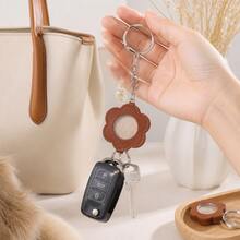 1pc Cute Multicolor Flower PU Pet Memorial Hair Storage Metal Keyring Bag Pendant Halloween Party Travel Gift For Students Ladies Xmas - Multicolor - View 1