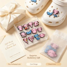 Cute Hexagonal Dinosaur Axolotl Shoe Charms Set, Soft PVC Waterproof Shoe Buckle Accessories, Viral Healing Cartoon Axolotl Design, Detachable DIY Decoration For Clogs, Bags, Bracelets. Flexible Material, Non-Fading, Wear-Resistant And Waterproof, Suitable For Daily Bathing And Water Play, Girly Healing Accessories, Student Gift, Daily Outfit Shoe Modification Goodies, Niche Cute Shoe Decoration Accessories - A - View 2