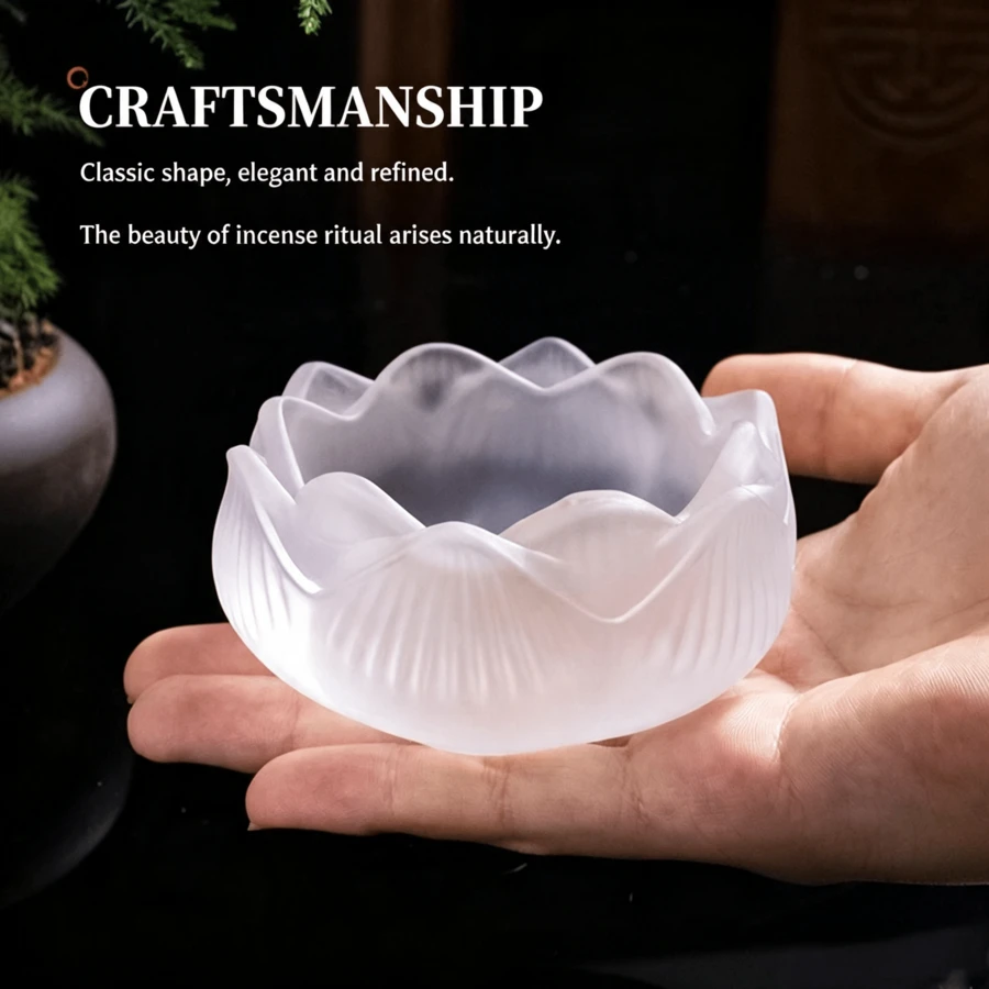 1 pieza Bandeja de fragancia de cristal con loto creativo para insertar fragancia, quemador de incienso de agarwood para ceremonia del té, adorno Zen para decoración del hogar, yoga y SPA, soporte para varillas de incienso, quemador de incienso único - Loto - Ver 1