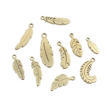 10pcs Stainless Steel Leaf Feather Charms Pendant For Necklace Earring Bracelet DIY Crafts Jewelry Making Accessories Findings - Feather - View 5