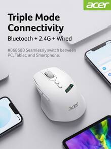 Acer 無線藍牙三模滑鼠 人體工學滑鼠 筆記型電腦 usb拓展塢可用 OMR254 無線藍牙三模 - 查看 5