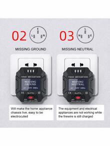 NJTY Socket Tester Voltage Tester Socket Detector EU/UK/US Plug Grounding Neutral Phase Polarity Check Digital AC Voltage Test - US B Type Plug(110-127V) - View 6