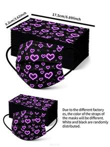 Black Heart-Shaped Adult Face Mask, Disposable, 3-Ply Meltblown Non-Woven Fabric, Waterproof And Skin-Friendly Protective Mask - Black - View 2