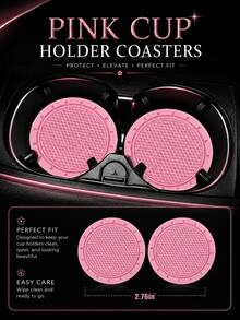 10Pcs Car Interior Accessories Set, Sport Quilted Steering Wheel Cover, Seat Belt Pads, Daisy Air Vent Clips, Cup Coasters, Bling Start Stop Button Cover, Universal Auto Interior Decor Kit For Most Cars - Multicolor - View 9