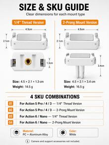 Magnetic Quick Release Mount, Compatible With DJI Osmo Action 6/Nano Or Action 5 Pro/4/3, 1/4 Thread Or Dual Claw Version, Suitable For Tripod/Selfie Stick - View 10
