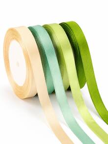 4 Rolls Sage Green Satin Ribbon, 25 Yards Per Roll, Total Length 100 Yards, Width 10mm. Ribbon Features Multiple Green Tones, Made Of Polyester Fiber, Suitable For Eid, Christmas Gift Wrapping, Wedding Decoration, DIY Crafts And More. - Green Series*4 Rolls - View 10