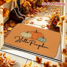 1/2件裝秋季門墊 Hello Pumpkin 秋季主題法蘭絨門墊，舒適柔軟吸水防滑可機洗，多功能居家入口地毯，廚房浴室墊、走廊玄關墊、臥室客廳露台裝飾，感恩節秋季節日裝飾墊 - 彩色 - 查看 4