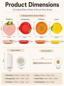 1/3pcs Garden Theme Ceramic Garlic Grinding Plate Set, Garlic Grinder And Ginger Grinder, Dip Plate With Silicone Garlic Peeler And Cleaning Brush, Multi-Functional Kitchen Tool Suitable For Garlic, Ginger, Carrot, Yam, Butter, Housewarming Gift - Garden-themed Garlic Press - View 11