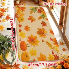 1/2pcs Autumn Door Mat, Autumn Maple Leaf Pumpkin Berry Pattern Flannel Door Mat, Comfortable Soft Absorbent Non-Slip Machine Washable, Multi-Functional Home Entrance Rug Kitchen Bathroom Entryway Mat, Thanksgiving Holiday Decorative Floor Mat - Multicolor - View 13