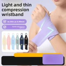 1pc Adjustable Thin Compression Wristband, Suitable For Sports And Fitness, Badminton Sweat-Absorbing Wristband, Joint Support Sleeve - Multicolor - View 1