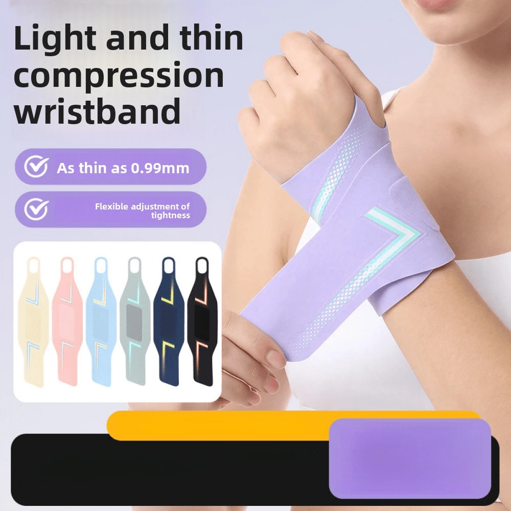 1pc Adjustable Thin Compression Wristband, Suitable For Sports And Fitness, Badminton Sweat-Absorbing Wristband, Joint Support Sleeve - Multicolor - View 1