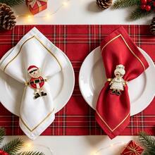 6pcs/Set Unisex Elderly Napkin Rings, Christmas Napkin Holders, Home Tabletop Decor, Dining Table Napkin Decoration, Suitable For Holiday Party Table Decor, Restaurant Tabletop Display, Christmas Gift Category: Napkin Rings - Multicolor - View 7