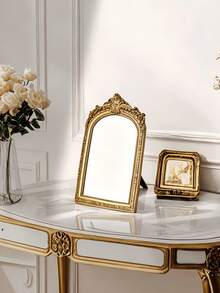 1pc Baroque Style Arched Carved Decorative Mirror, High-End Home Decor, Suitable For Living Room, Bedroom, Vanity, Housewarming Gift - 1PC - View 9