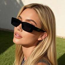 1pc European And American Hot Girl Style Full Frame Square Fashion Personalized Fashion Glasses Glasses - Black - View 1