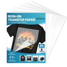 5 Sheets A4 Iron-On Heat Transfer Paper For Light & Dark Fabrics, 8.3*11.7 Inch Heat Transfer Paper, Printable With Inkjet Printers, Transfer Patterns On Black/Dark T-Shirts, Bags - Dark - View 7