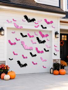 48/24/1pc-3D Pink Bat Decorations, 3D Bat Wall Stickers, Halloween Decor, Includes Pink Bat Stickers And Glue, Scary Halloween Party Supplies Stickers. Suitable For Bedroom, Bathroom, Home, Door, Window, Office. Cute Halloween Decorations, Suitable For Indoor Ghost Theme Environment. - Multicolor - View 6