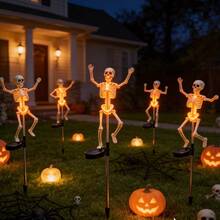 Solar Powered Outdoor Ground Lights, 27.5 Inch Halloween Glowing Skull, 20 Inch Cute Ghost & Pumpkin Set, Suitable For Yard, Lawn And Pathway - In-ground Light - View 2