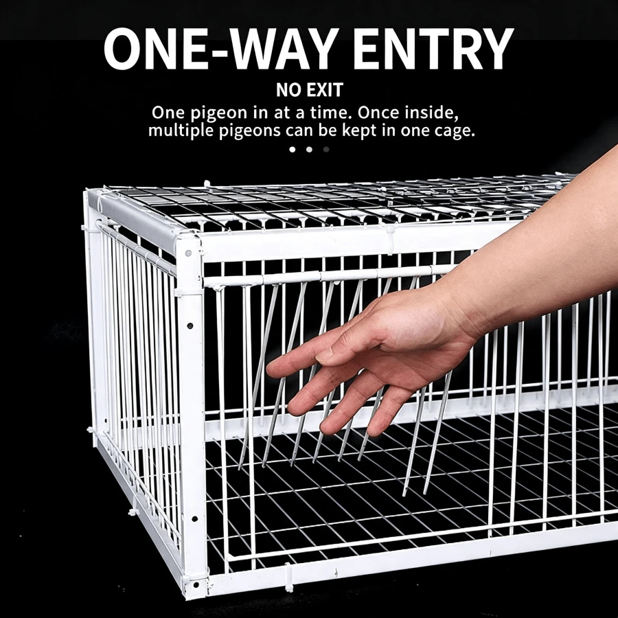 Jaula trampa para palomas de exterior para azotea del hogar, entrada de una sola vía, jaula de captura automática de palomas en una sola dirección, jaula trampa de metal galvanizado a prueba de óxido, adecuada para palomas de carreras y palomas silvestres - 40*30*26 dos importados - Ver 1