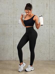 Hidkat Women High-Waisted Training Sports Leggings. Tummy Control, Butt Lifting, And Body Shaping - Black - View 8