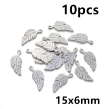 10pcs Stainless Steel Leaf Feather Charms Pendant For Necklace Earring Bracelet DIY Crafts Jewelry Making Accessories Findings - Feather - View 17