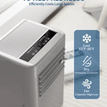 Aire acondicionado portátil de 10.000 BTU, enfría 350 pies cuadrados, 50 dB silencioso | Filtro de polvo lavable + auto-evaporación - Menos mantenimiento, enfriamiento más limpio - Tipo de Enchufe A USA (110-127V) - Ver 4