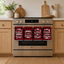 1pc Red Buffalo Plaid Kitchen Theme Hand Towel, - Durable Polyester Fabric, Suitable For Daily Use, Party, Home Decor, Theme Party And Gathering Decoration Towel - Multicolor - View 5