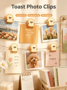 Cute Cartoon Toast Acrylic Bag Clips, Multi-Functional Snack Sealing Clips, Reusable Food Bag Sealers, Suitable For Kitchen Snack Storage, Photo And Memo Paper Fixing - Multicolor - View 3