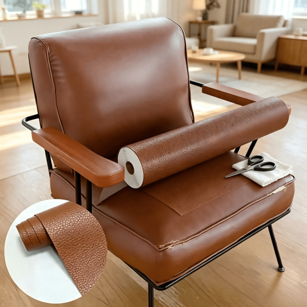 1 Rolle selbstklebendes Leder-Reparaturband, strapazierfähige PU-Lederflickenrolle zum Zuschneiden, abziehbare und klebbare Kunstleder-Aufkleber für Couch, Sofa, Autositz, Sessel, Stuhl, Tasche, Riss- und Kratzer-Schnellreparatur, Möbelrenovierung DIY Polsterung