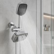 4 Piece Shower Accessory Set, 6 Inch Overhead And Handheld Shower Kit With Hose And Diverter, High Flow Easy Installation Bathroom Fixture For Home Bath Use, Black And Silver Available - A - View 6