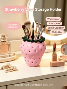 1pc Multifunctional Desktop Organizer, Cute Strawberry Shaped Multipurpose Storage Can, Makeup Brush Holder, Pen Holder, Flower Vase; Suitable For Vanity, Dorm Desk; Sweet Cool Style Room Decor, Macaron Home Ornament, Niche Personalized Desktop Decoration, Atmosphere Desktop Accessory - Multicolor - View 2