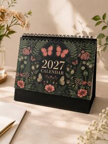 2027年復古黑色桌上日曆，內頁採用多種花卉設計，背面可用作備忘錄，非常適合作為送給朋友的禮物 - 彩色 - 查看 13