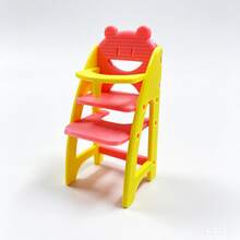 Miniature Furniture Model Baby High Chair Chair Model Dollhouse Realistic Accessories DIY Accessories Miniature Model, Suitable For Dollhouse, Outdoor Scene Decoration And Photography Props, Perfect Holiday Gift Choice, Collector Grade Model, Dollhouse Miniature Model, Mini House Accessories - (Pink + Yellow) High Chair - View 1
