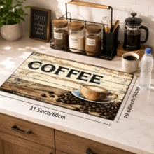 1pc Coffee Pattern Printed Diatomaceous Earth Kitchen Drain Mat, Absorbent Dish Drying Mat, Coffee Machine Mat, Dishwashing Mat, Sink Mat, Kitchen Countertop Protector, Suitable For Cups, Plates, Tableware And Kitchen Decor - Multicolor - View 12