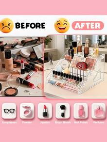 Sleek 7-Tier Transparent Acrylic Multi-Layer Nail Polish Display Rack With Steps Clear Cosmetic Storage Organizer Ideal For Women Sturdy Glasses Holder Photo Frame Jewelry Stand Storage Box Birthday Gift Shelf Desk Organizer House Decor - Multicolor - View 7