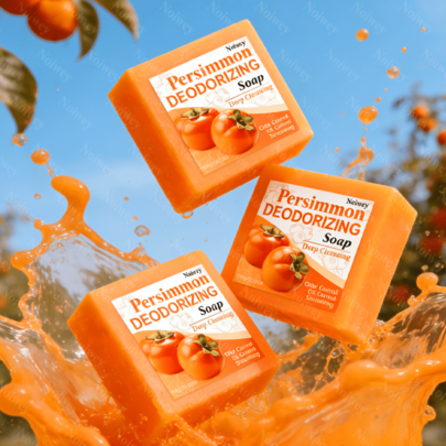 3pcs Persimmon Scrub Soap, Deodorizing Persimmon Soap For Old People Smell, Soap For Cleaning Hair, Face, And Body, Handmade Soap That Moisturizes And Clean The Body, Suitable For All Skin Types