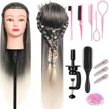 Ombre Long Hair Mannequin Head Set With Tripod Stand And Full Set Of Hair Styling Tools, Beauty Hair Training Head For Haircutting And Braiding Practice, Halloween - View 14
