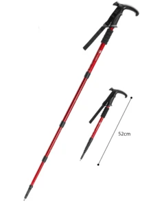 CAMEL CROWN T-Handle Hiking Pole, Lightweight Adjustable Aluminum Alloy Trekking Pole, Portable Folding Walking Stick, Suitable For Hiking And Travel - Red - View 1