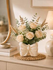 1pc Oversized Bow Decor Vase, Cute Ribbon Design Vase, Suitable For Home Decor, Living Room Tabletop, Bedroom Shelf And Gift Display - 1PC - View 2