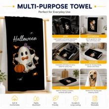 2pcs Black Beads Pumpkin Halloween Kitchen Towels, Farmhouse Bat Spider Decorative Hand Towel Set - Multicolor - View 8