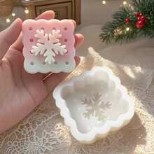 聖誕正方形雪花香氛蠟燭矽膠模具 DIY 手作肥皂香氛石膏擴香石裝飾 多模具款 適合聖誕裝飾模具 - 方塊雪花 - 查看 2