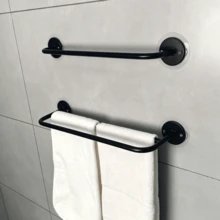 1 Pc Drilled Iron Single‑Bar / Double‑Bar Towel Rack, Comes With Installation Accessories, Screw‑Fixed Reinforced Base, Sturdy Bathroom Bath Towel Hanger, Suitable For Hanging Towels And Cleaning Cloths In Bathrooms And Laundry Rooms - Multicolor - View 3